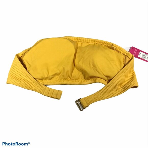 Xhilaration Womens Size D/DD Swim Bandeau Bikini Top Ribbed Yellow Missing Strap - Picture 11 of 11